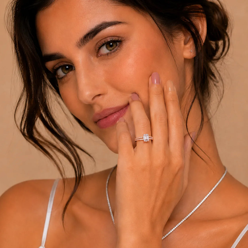 Eternal Embrace Solitaire Emerald Diamond Engagement Ring