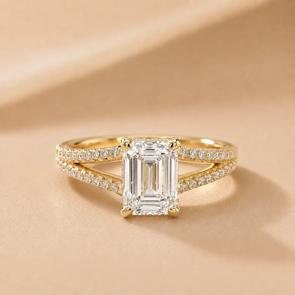 Eternal Embrace Solitaire Emerald Diamond Engagement Ring