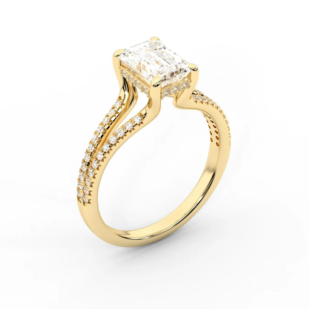 Eternal Embrace Solitaire Emerald Diamond Engagement Ring
