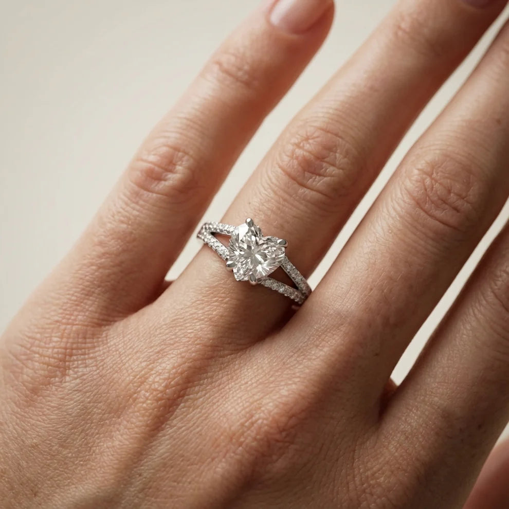 Eternal Embrace Solitaire Emerald Diamond Engagement Ring