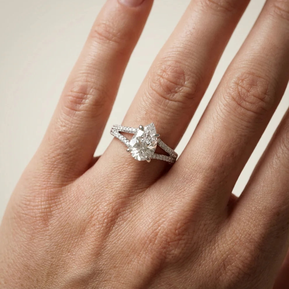 Eternal Embrace Solitaire Emerald Diamond Engagement Ring