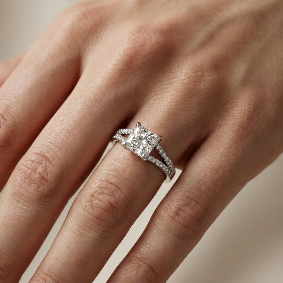 Eternal Embrace Solitaire Emerald Diamond Engagement Ring