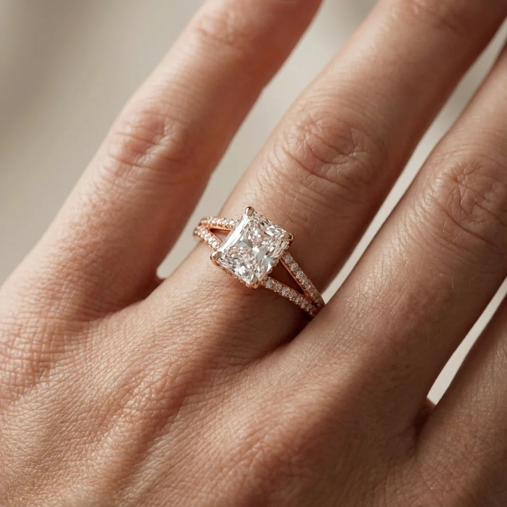 Eternal Embrace Solitaire Emerald Diamond Engagement Ring