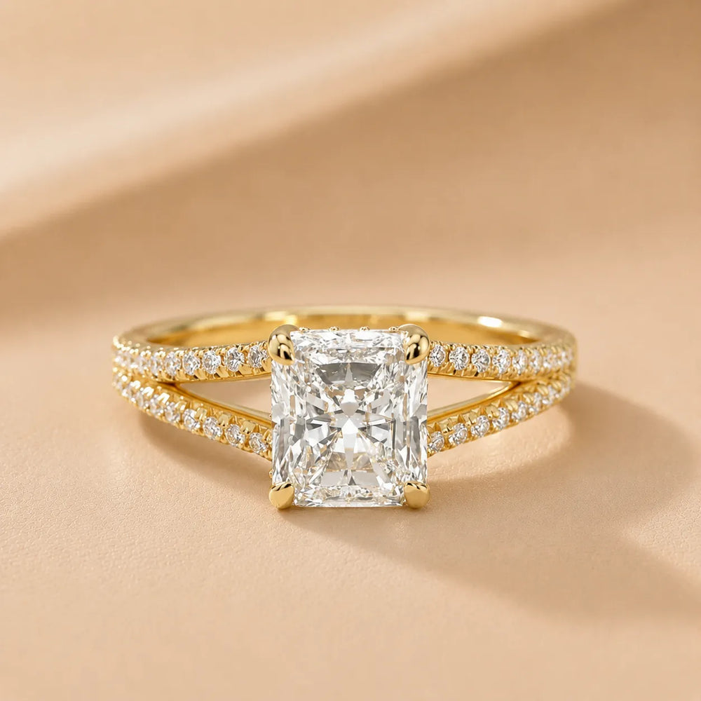 Eternal Embrace Solitaire Emerald Diamond Engagement Ring
