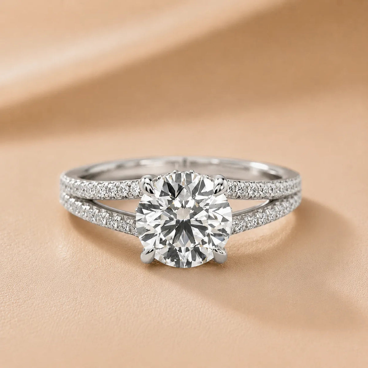 Eternal Embrace Solitaire Diamond Engagement Ring – Round (925 Sterling Silver)