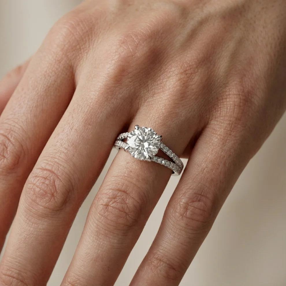 Eternal Embrace Solitaire Emerald Diamond Engagement Ring
