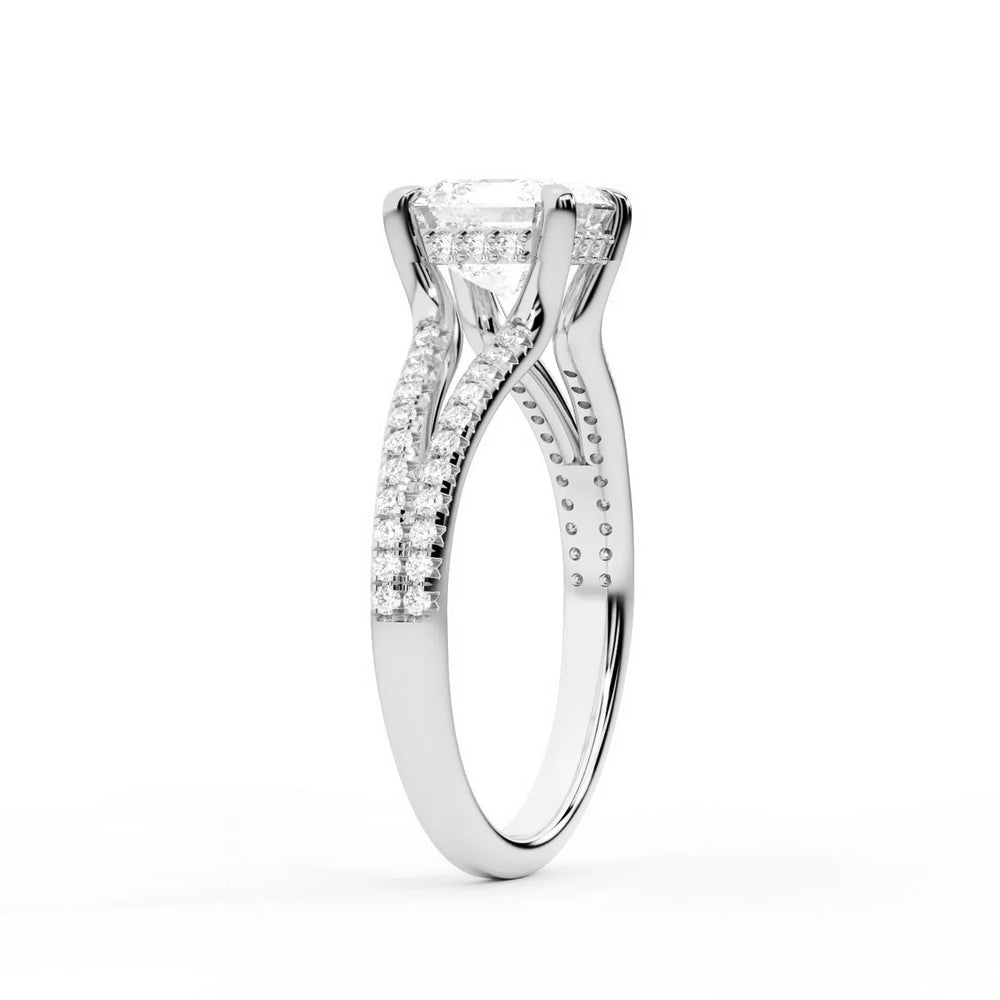 Eternal Embrace Solitaire Emerald Diamond Engagement Ring