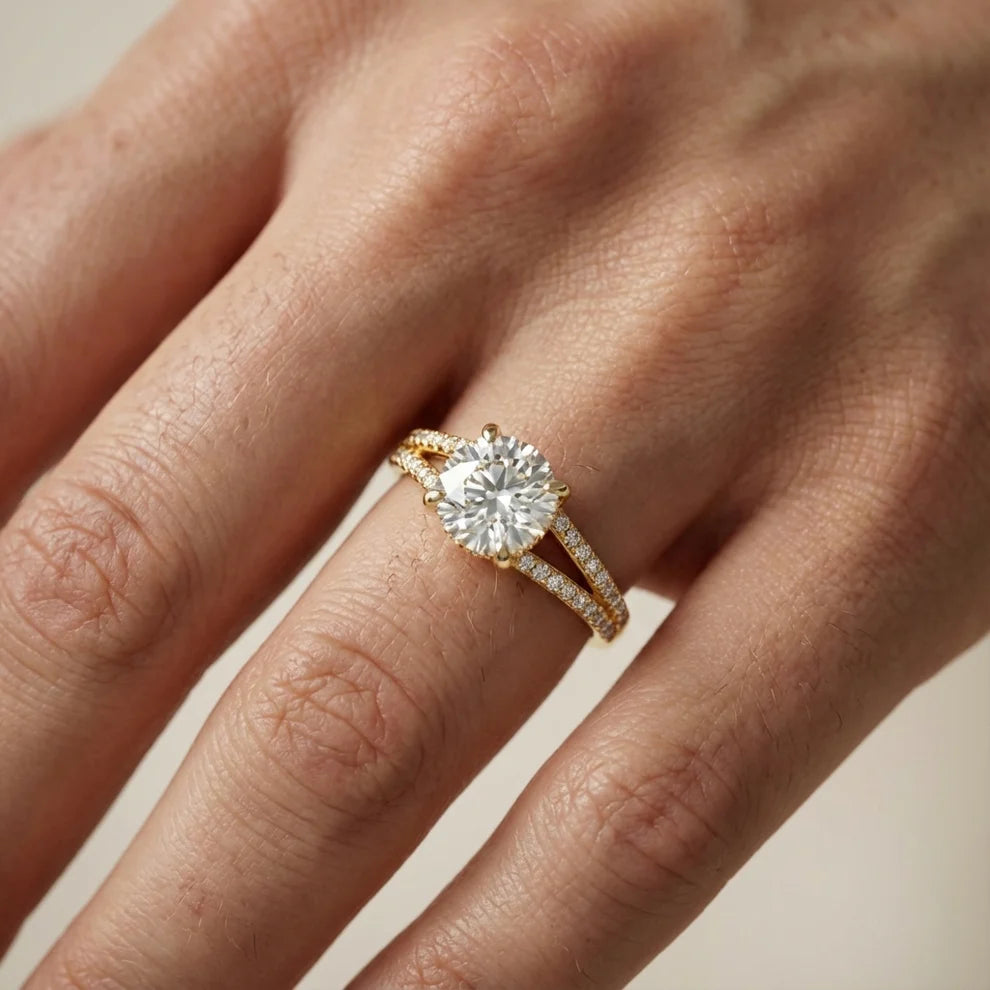 Eternal Embrace Solitaire Emerald Diamond Engagement Ring