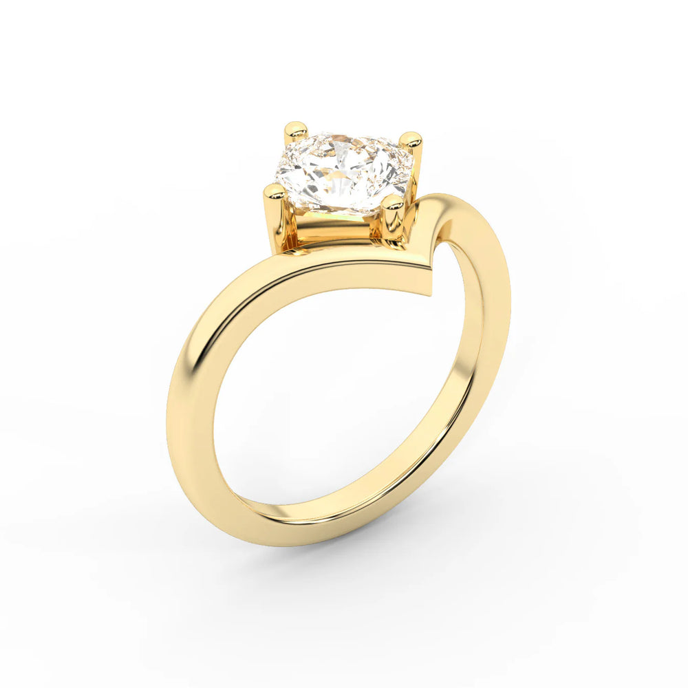 Evelyn Chevron Solitaire Round Diamond Engagement Ring