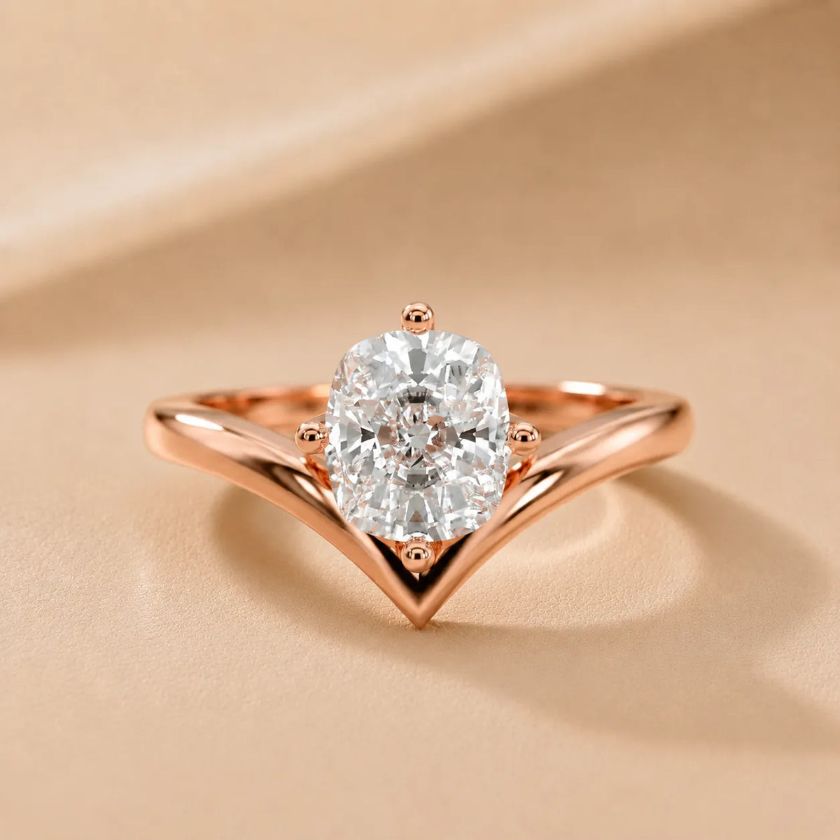 Evelyn Chevron Solitaire Round Diamond Engagement Ring