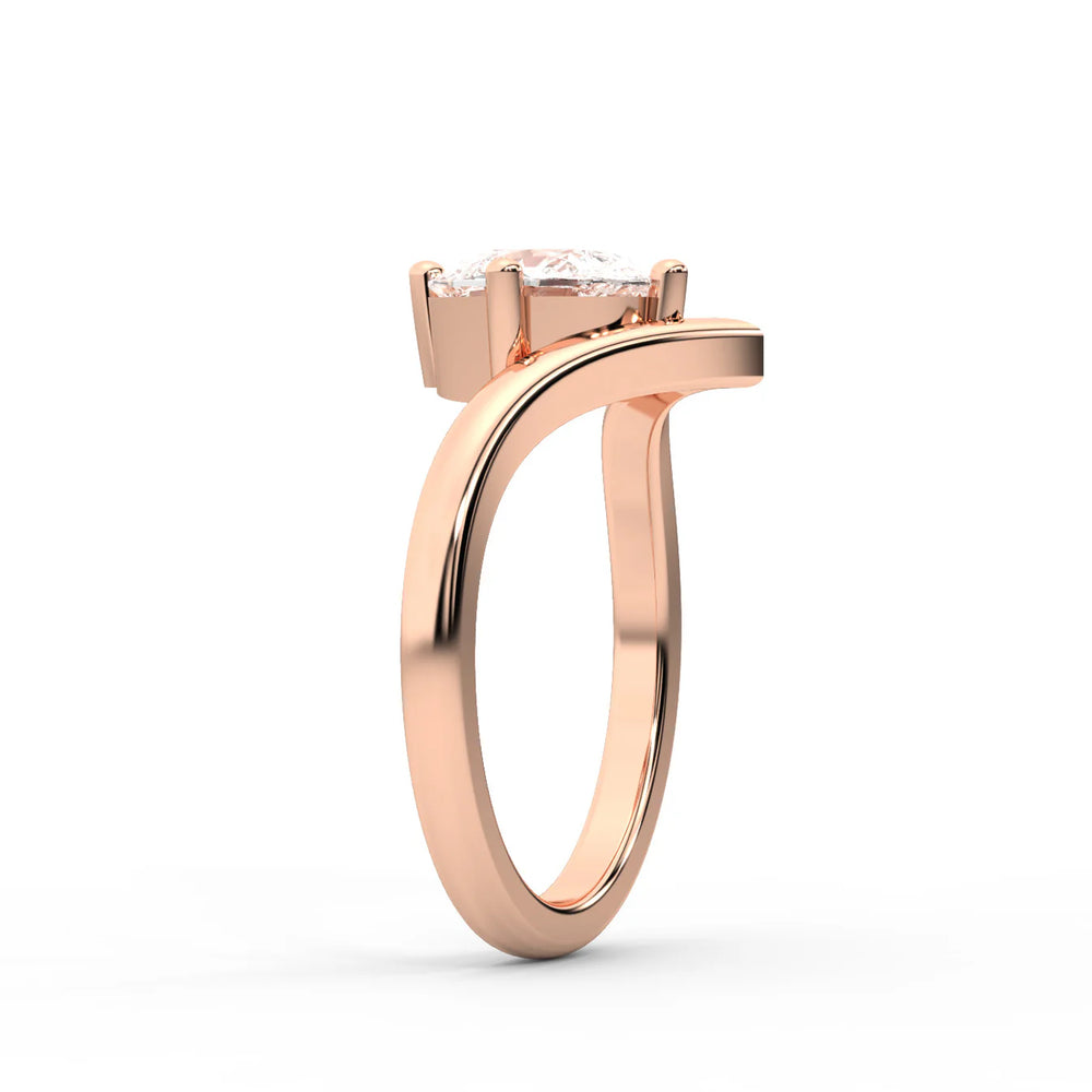 Evelyn Chevron Solitaire Round Diamond Engagement Ring