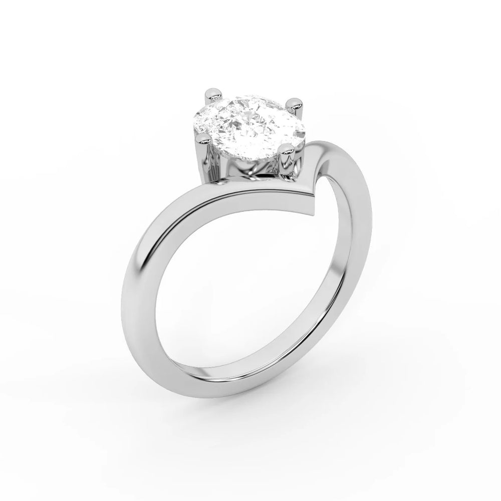 Evelyn Chevron Solitaire Round Diamond Engagement Ring