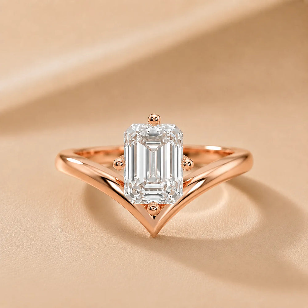 Evelyn Chevron Solitaire Round Diamond Engagement Ring