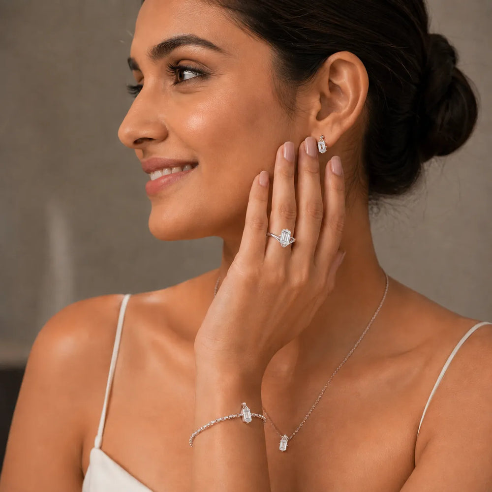 Evelyn Chevron Solitaire Round Diamond Engagement Ring