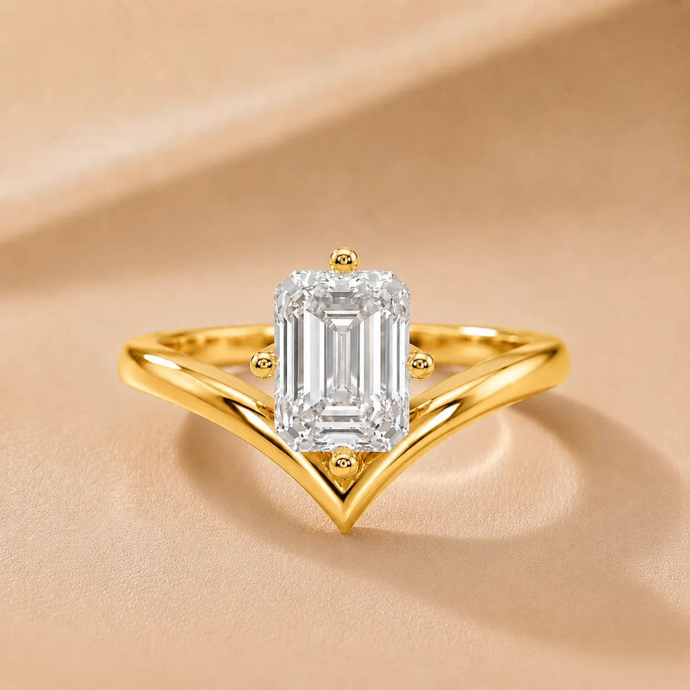 Evelyn Chevron Solitaire Round Diamond Engagement Ring