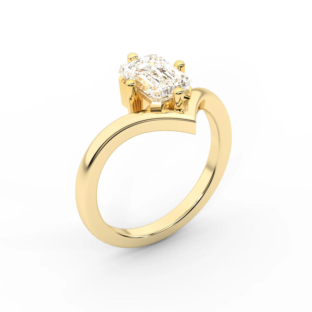 Evelyn Chevron Solitaire Round Diamond Engagement Ring