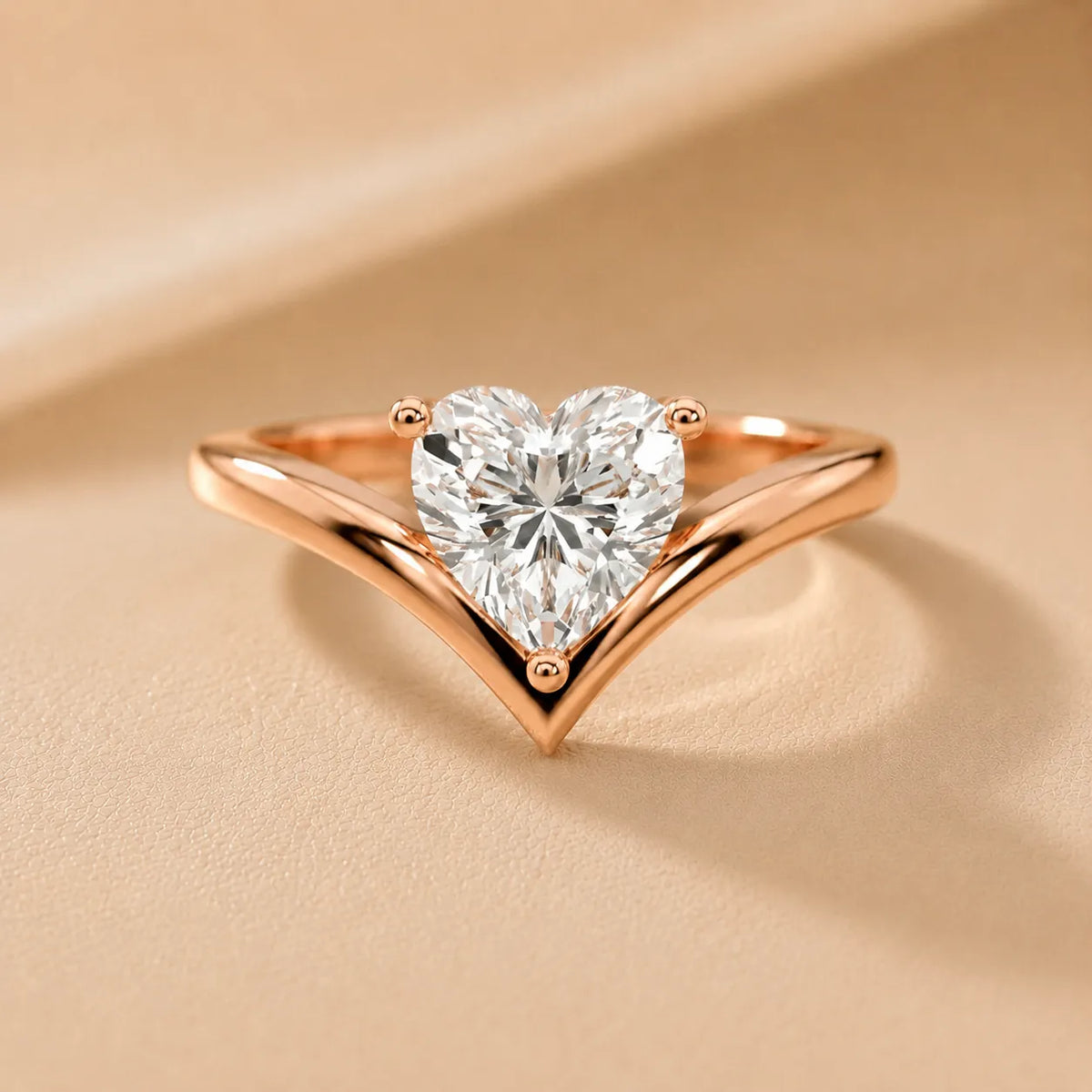 Evelyn Chevron Solitaire Round Diamond Engagement Ring