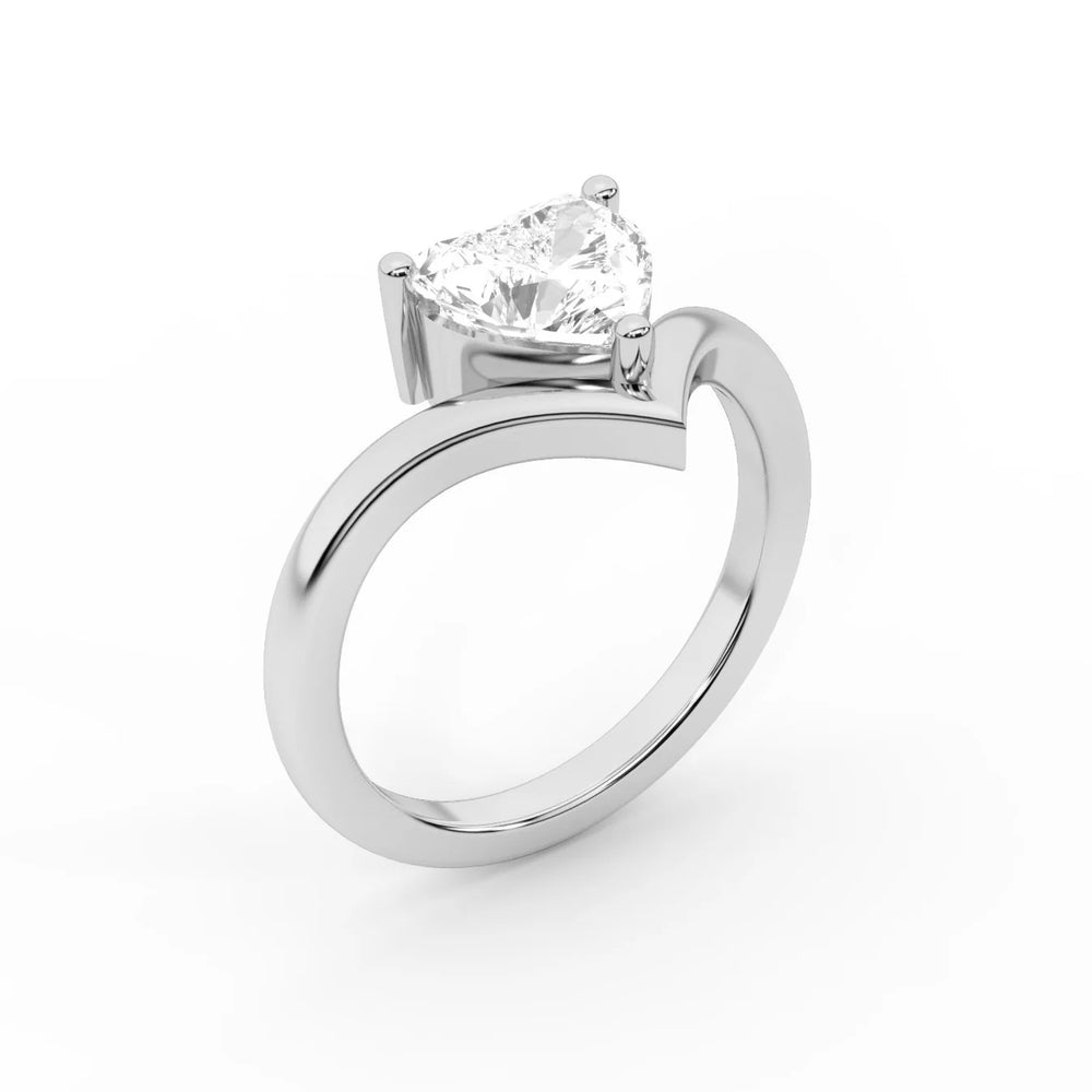 Evelyn Chevron Solitaire Round Diamond Engagement Ring