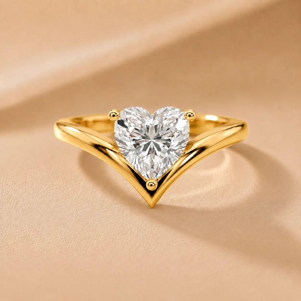 Evelyn Chevron Solitaire Round Diamond Engagement Ring