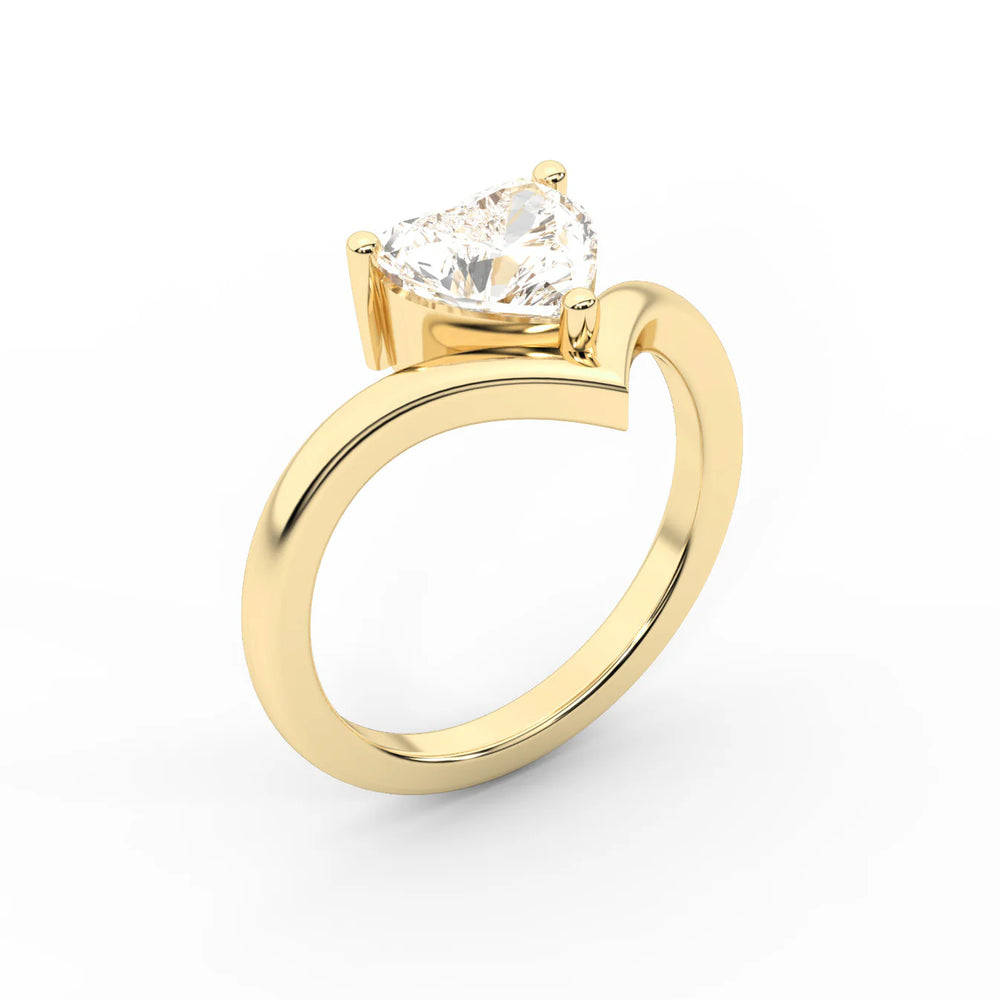 Evelyn Chevron Solitaire Round Diamond Engagement Ring
