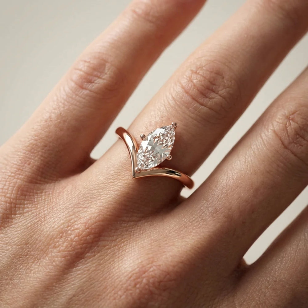 Evelyn Chevron Solitaire Round Diamond Engagement Ring