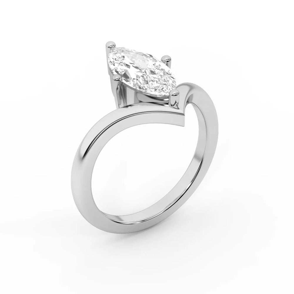 Evelyn Chevron Solitaire Round Diamond Engagement Ring