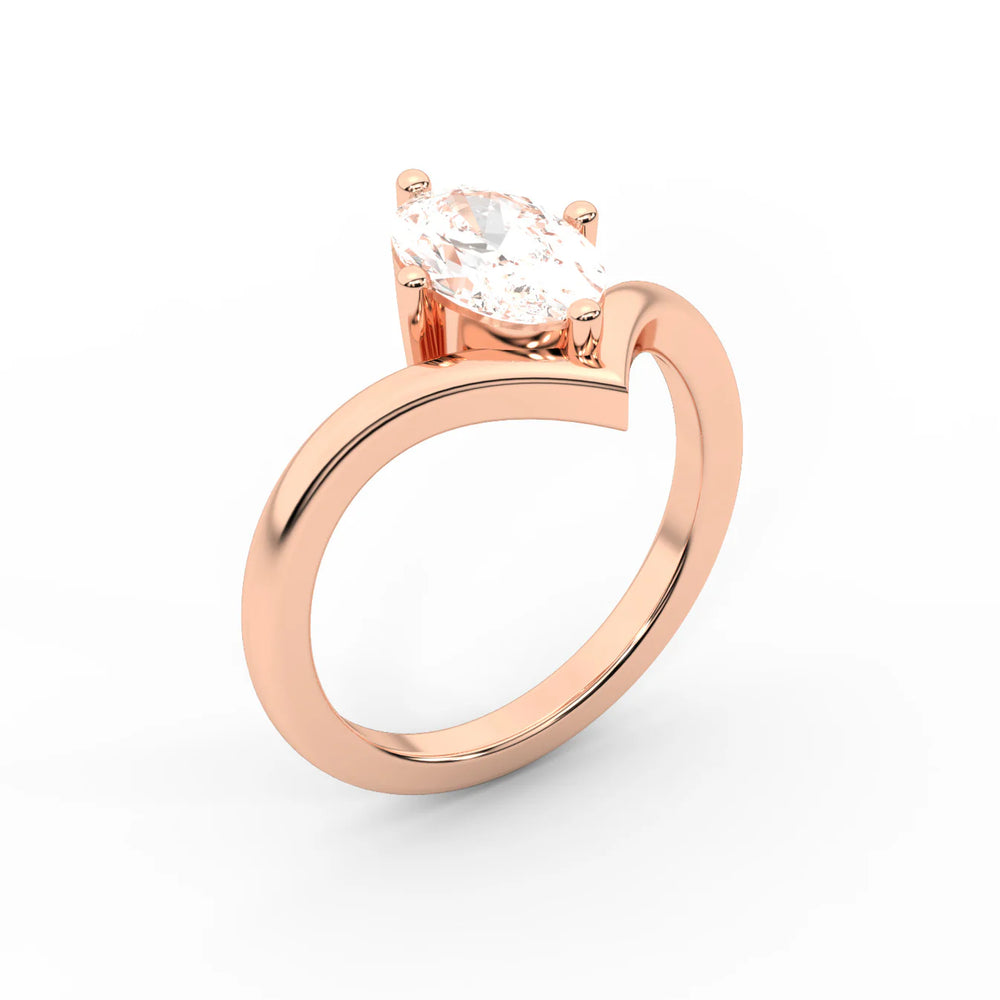Evelyn Chevron Solitaire Round Diamond Engagement Ring