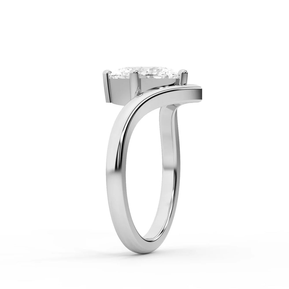 Evelyn Chevron Solitaire Round Diamond Engagement Ring
