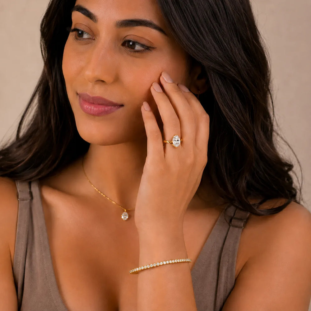 Evelyn Chevron Solitaire Round Diamond Engagement Ring