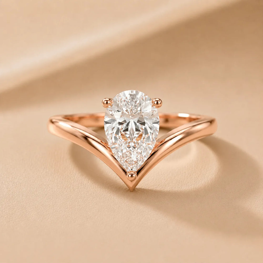 Evelyn Chevron Solitaire Round Diamond Engagement Ring