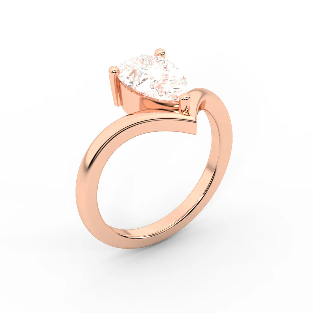 Evelyn Chevron Solitaire Round Diamond Engagement Ring