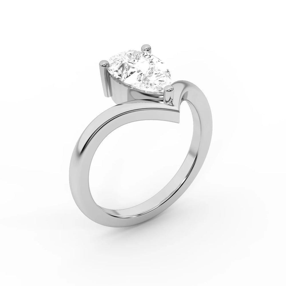 Evelyn Chevron Solitaire Round Diamond Engagement Ring