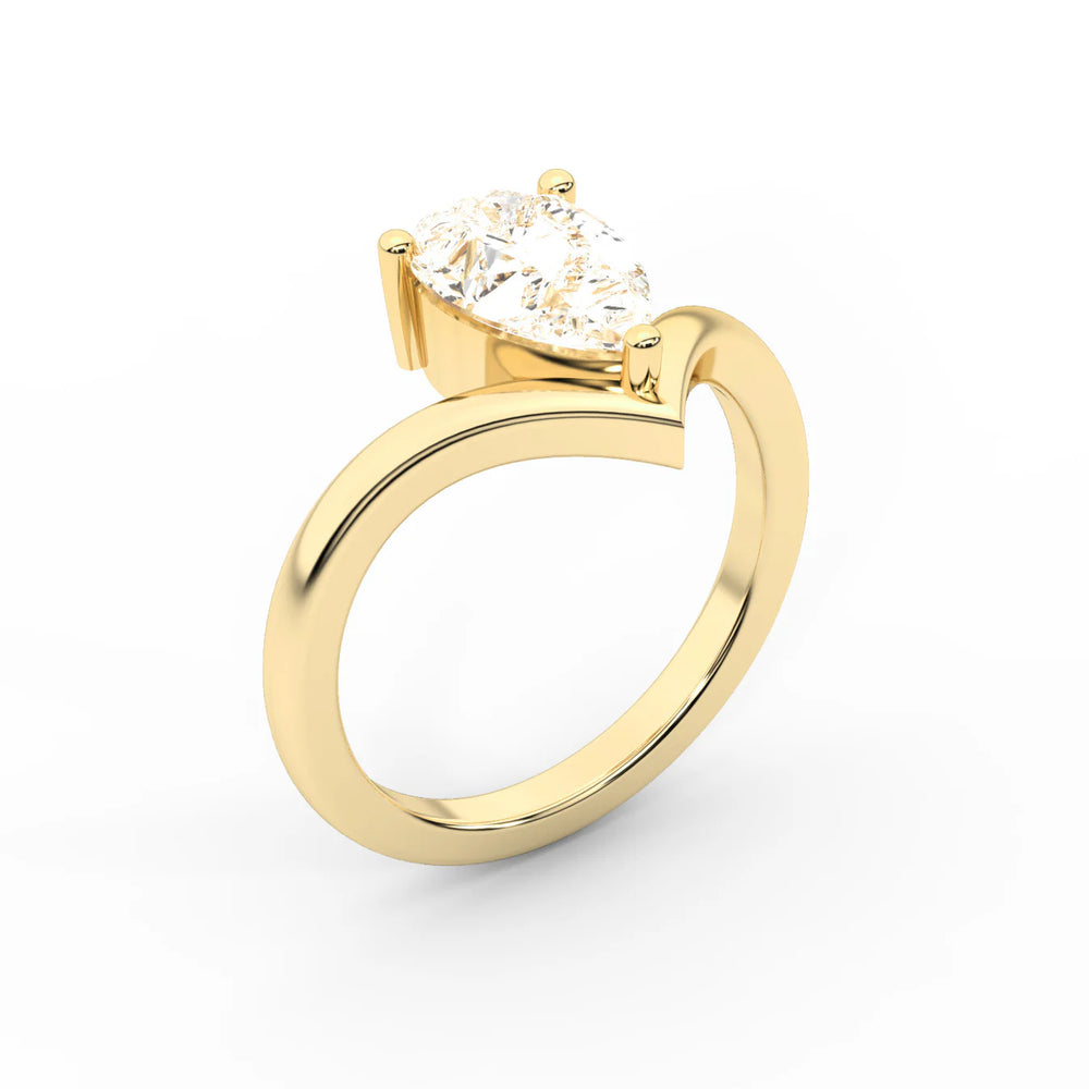 Evelyn Chevron Solitaire Round Diamond Engagement Ring