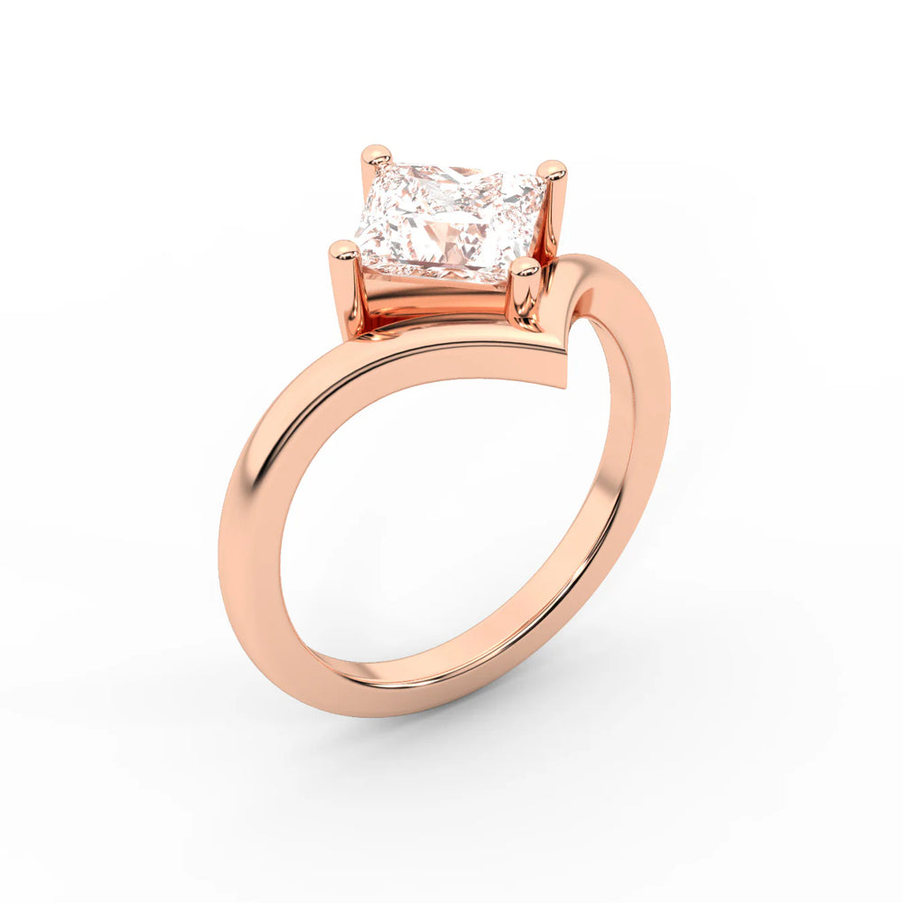 Evelyn Chevron Solitaire Round Diamond Engagement Ring