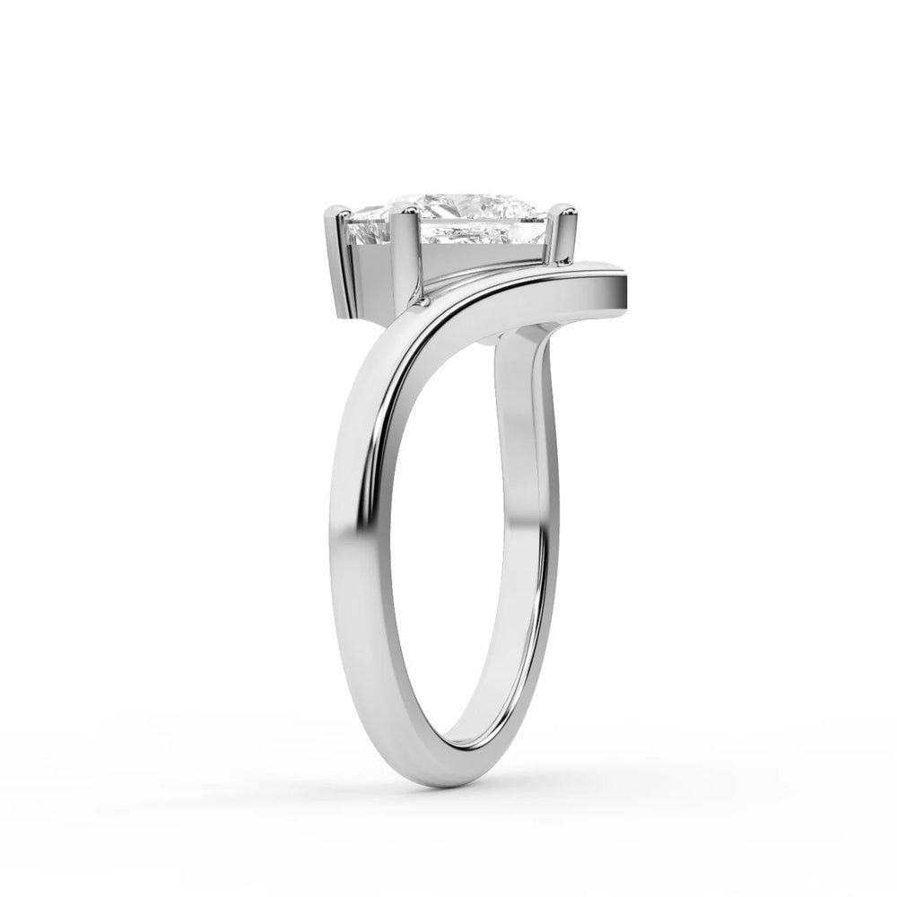 Evelyn Chevron Solitaire Round Diamond Engagement Ring