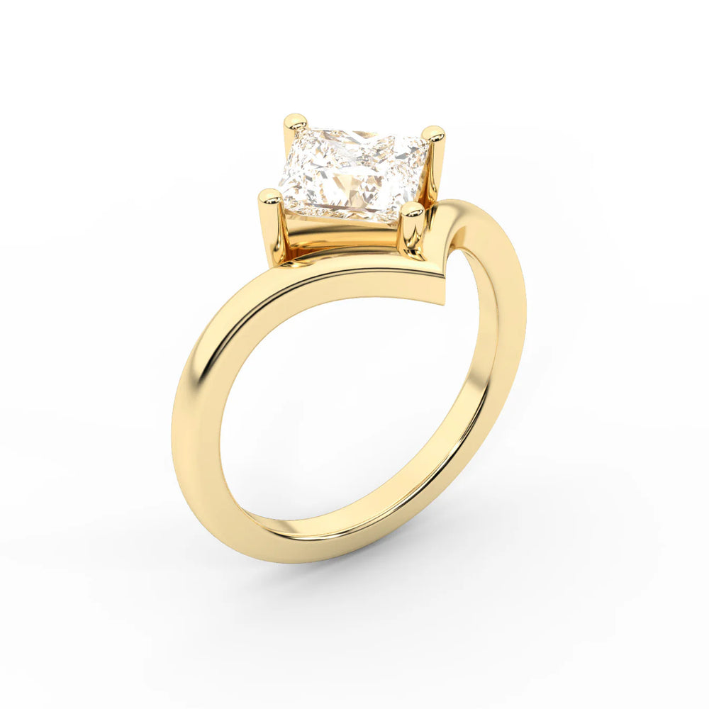 Evelyn Chevron Solitaire Round Diamond Engagement Ring