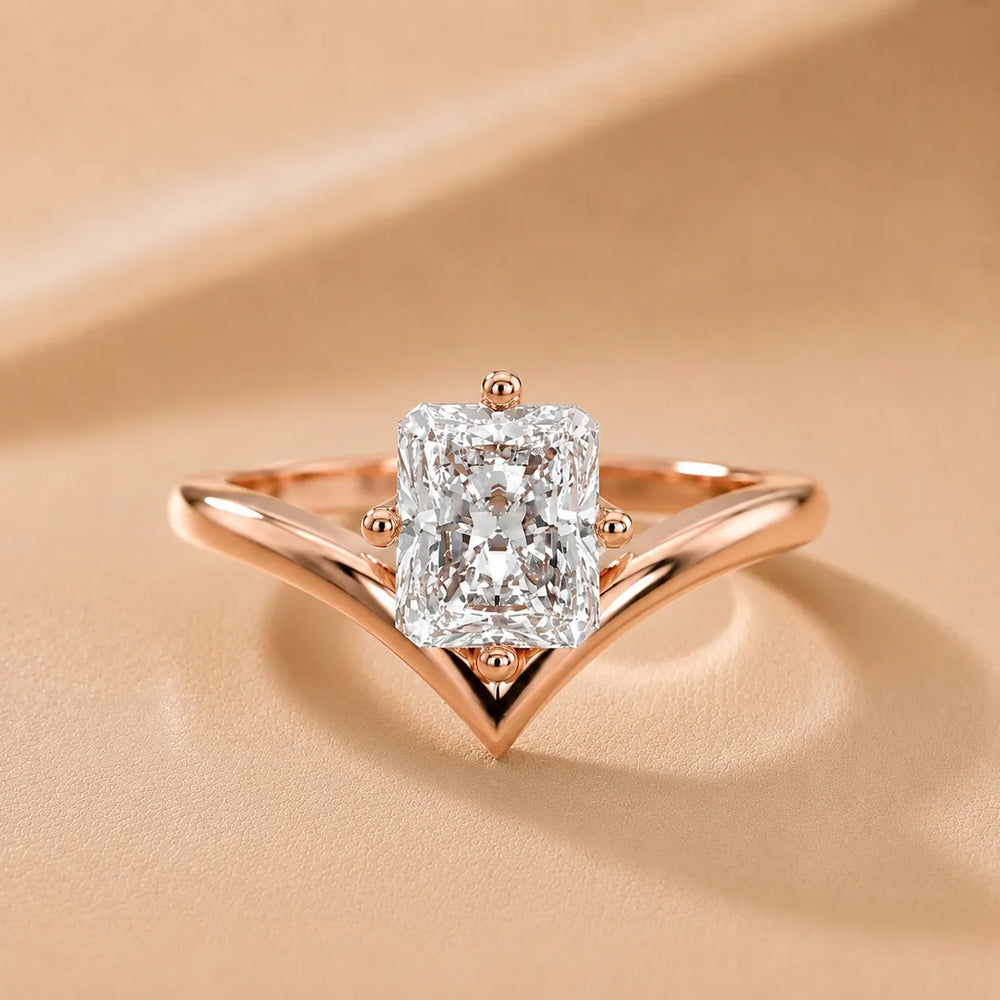 Evelyn Chevron Solitaire Round Diamond Engagement Ring