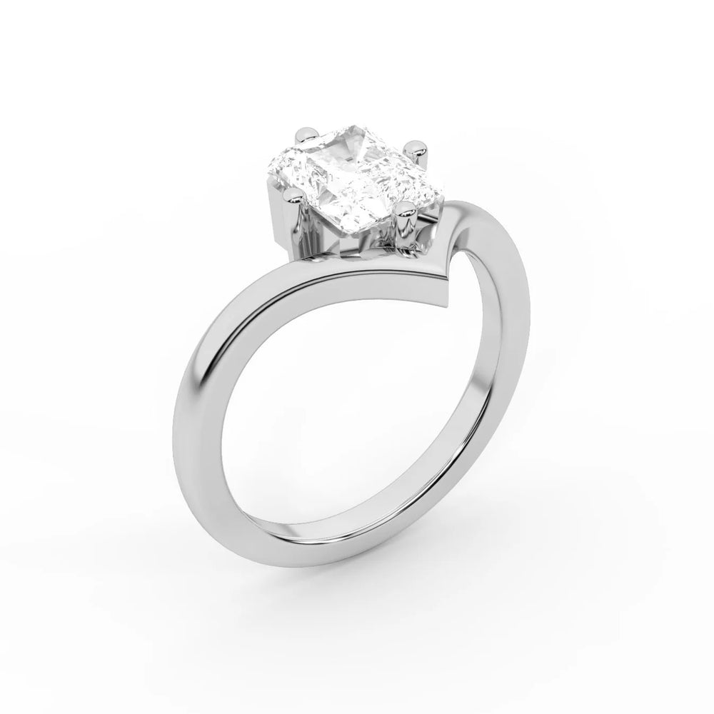 Evelyn Chevron Solitaire Round Diamond Engagement Ring
