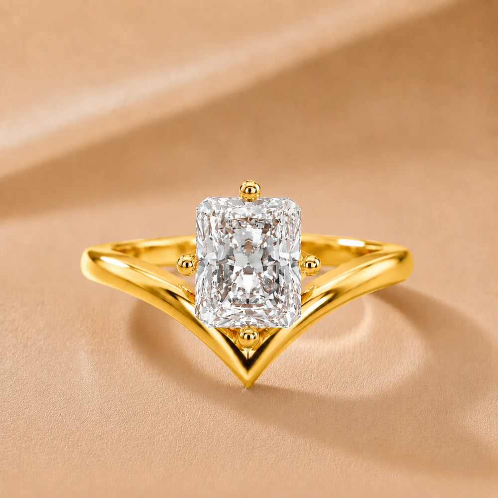 Evelyn Chevron Solitaire Round Diamond Engagement Ring