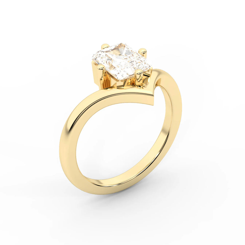 Evelyn Chevron Solitaire Round Diamond Engagement Ring