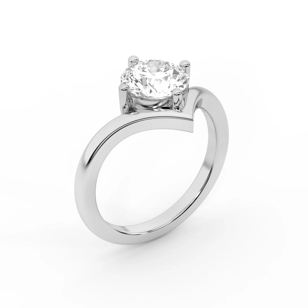 Evelyn Chevron Solitaire Round Diamond Engagement Ring