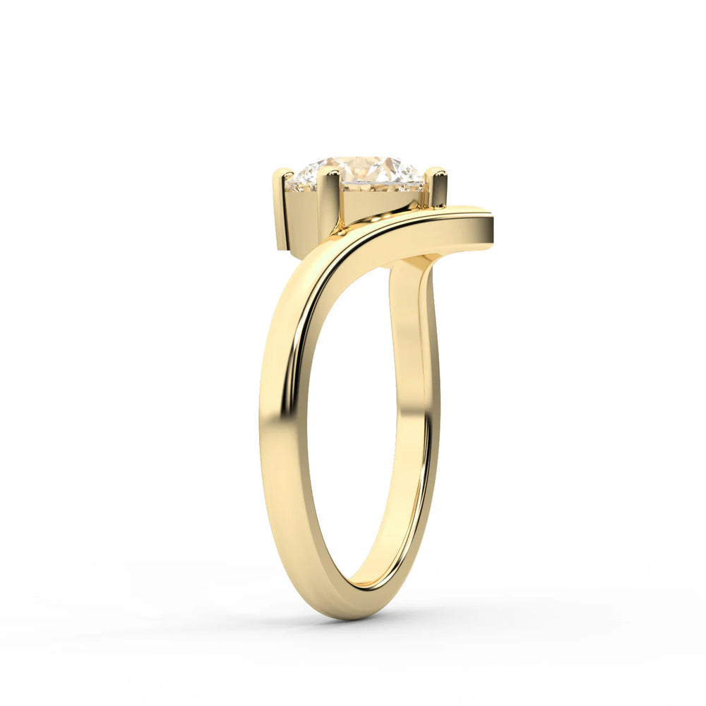 Evelyn Chevron Solitaire Round Diamond Engagement Ring