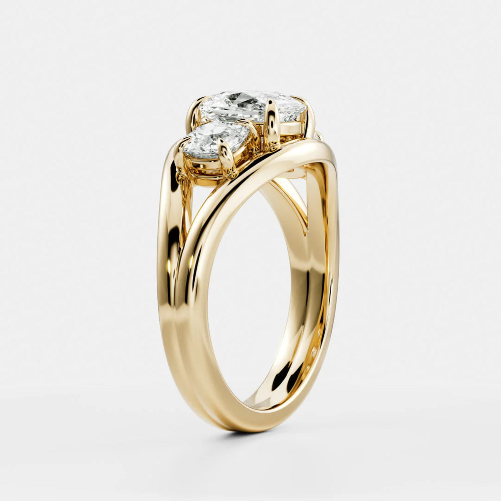 Exquisite Three-Stone Oval Diamond Engagement Ring