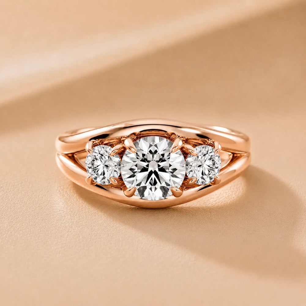 Exquisite Three-Stone Oval Diamond Engagement Ring