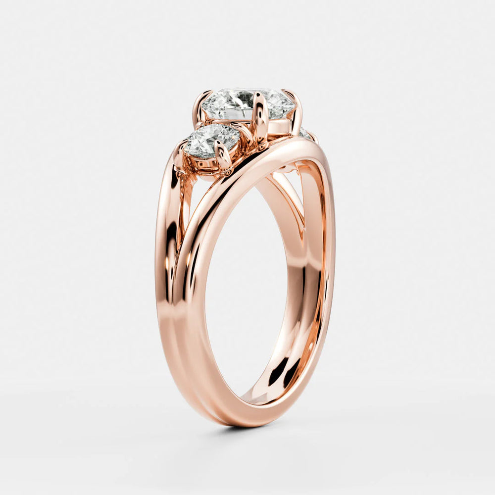 Exquisite Three-Stone Oval Diamond Engagement Ring