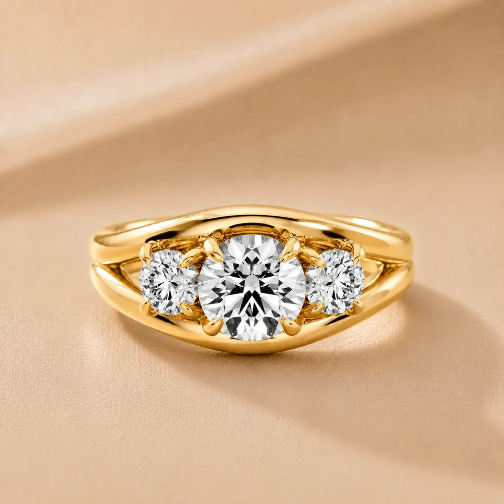 Exquisite Three-Stone Oval Diamond Engagement Ring