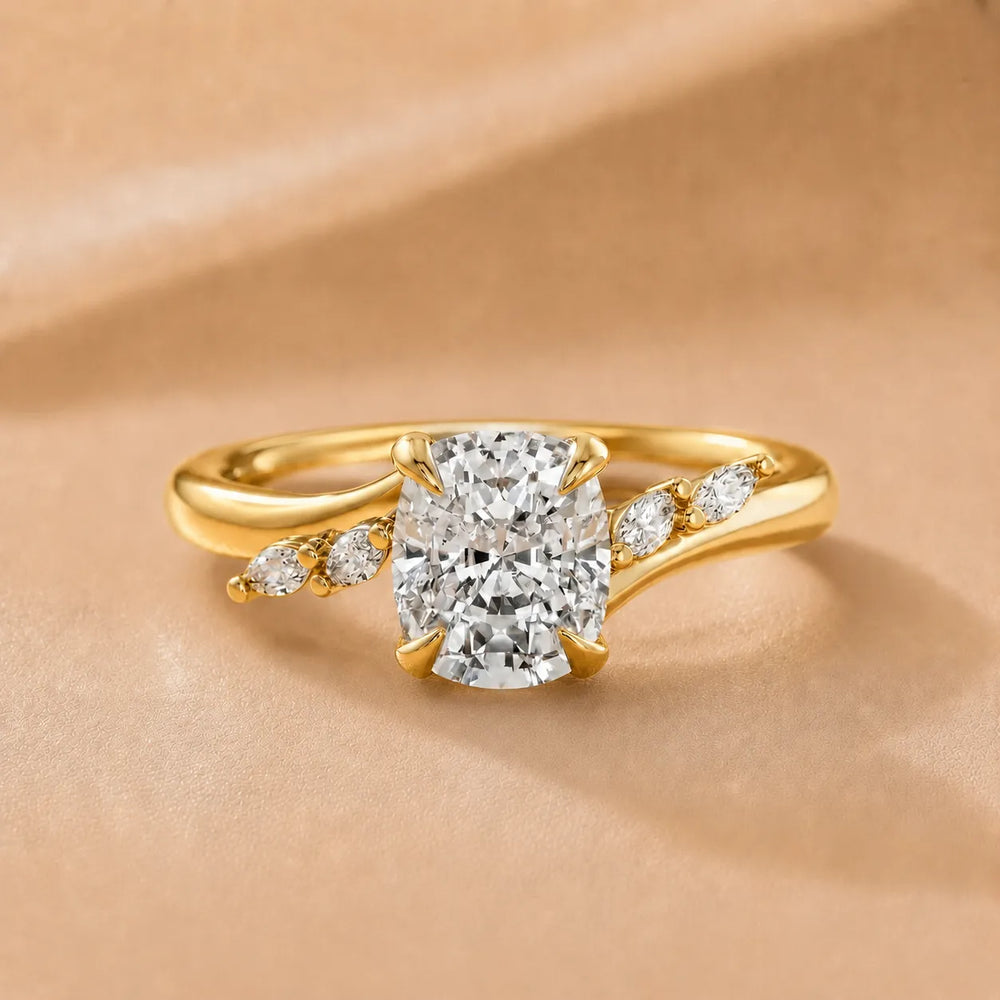 Flora Twist Side Stone Oval Diamond Engagement Ring