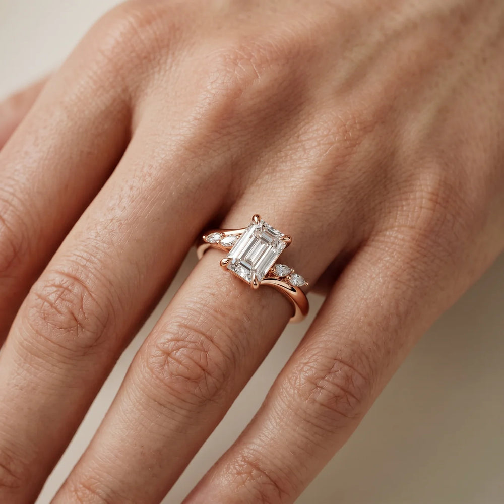 Flora Twist Side Stone Oval Diamond Engagement Ring