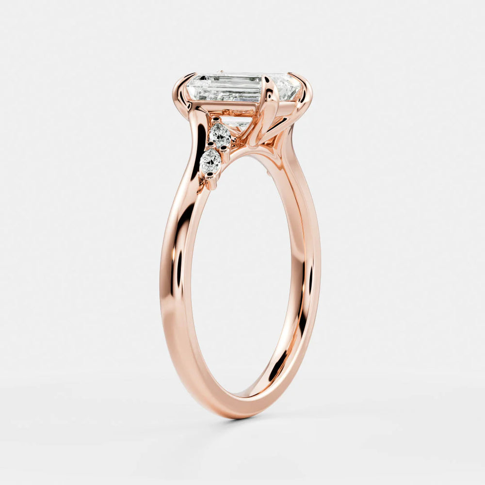 Flora Twist Side Stone Oval Diamond Engagement Ring