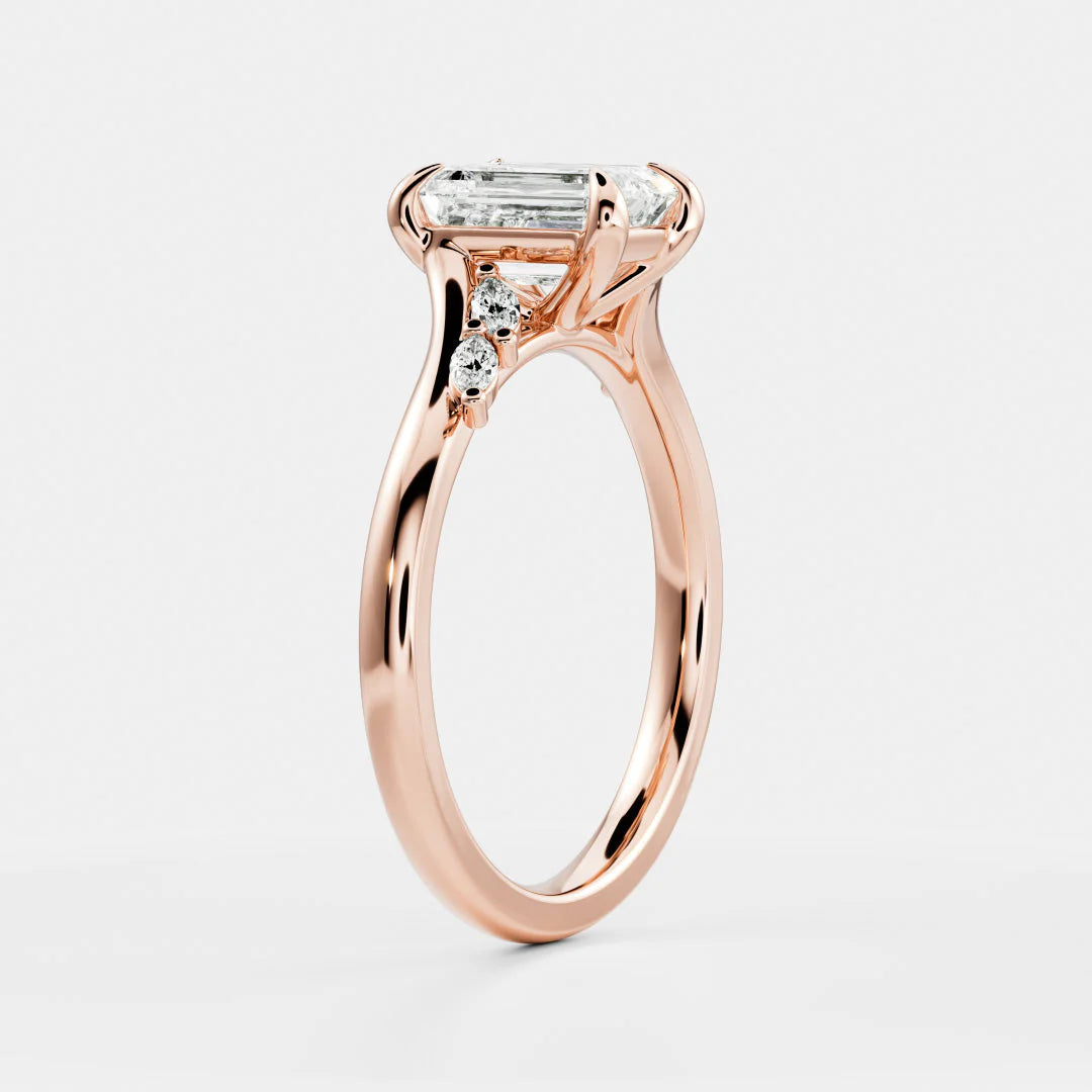 Flora Twist Side Stone Oval Diamond Engagement Ring